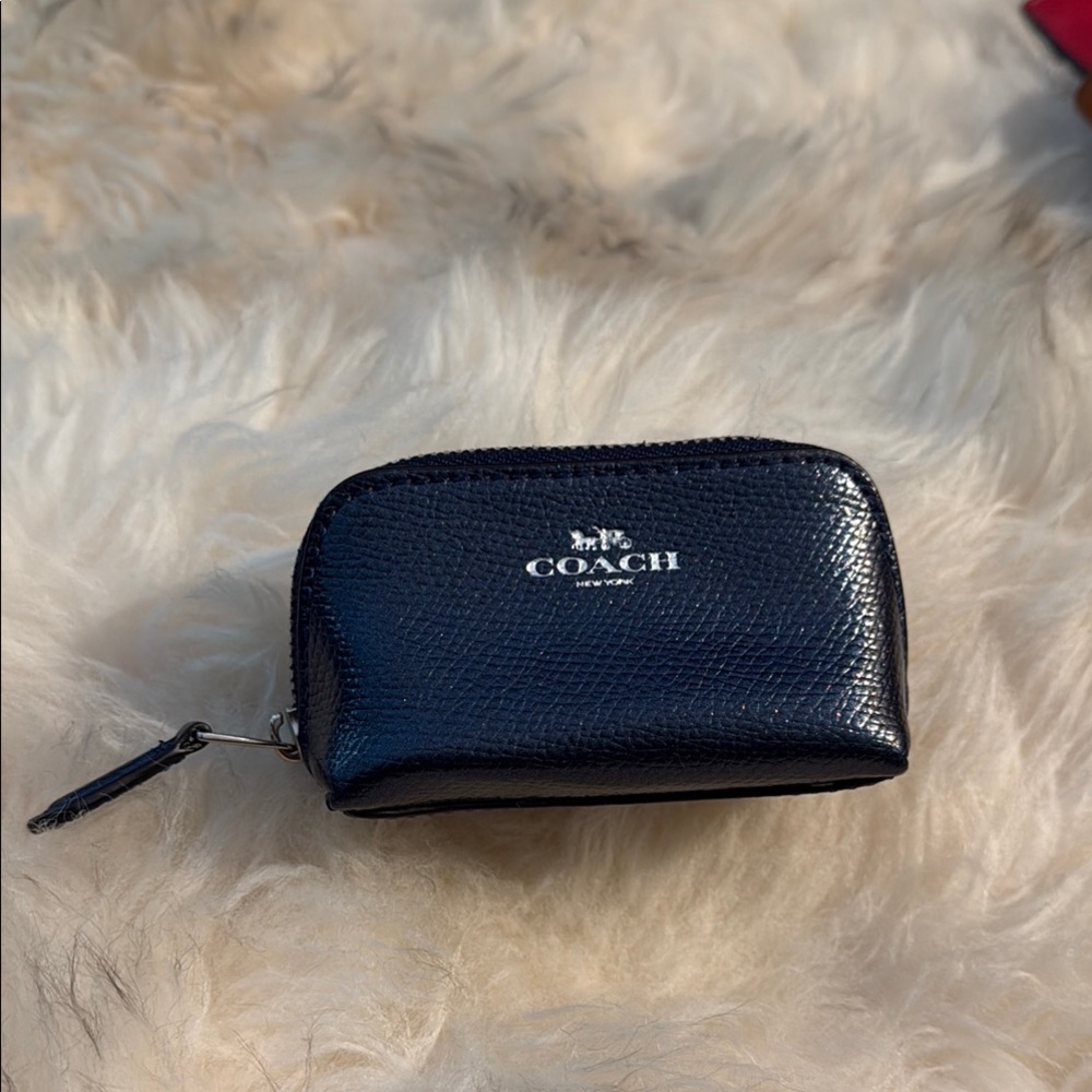 Coach Black Textured mini Leather Pouch/coin purse